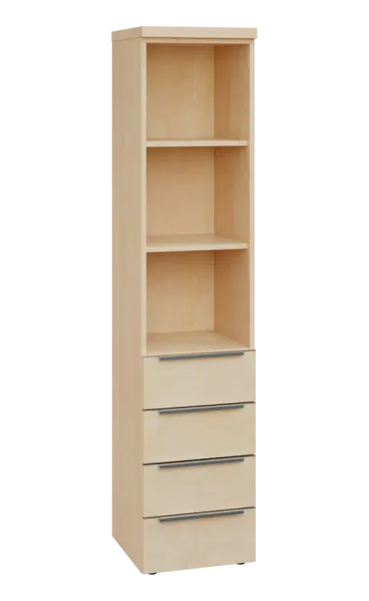 SIN 5 - 44ZN kancelářská skříň, 4-zásuvková/nika, 1820x400x400, bříza světlá